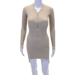 Courreges Womens Ribbed Half Zip Long Sleeve Bodycon Dress Tank Size XS